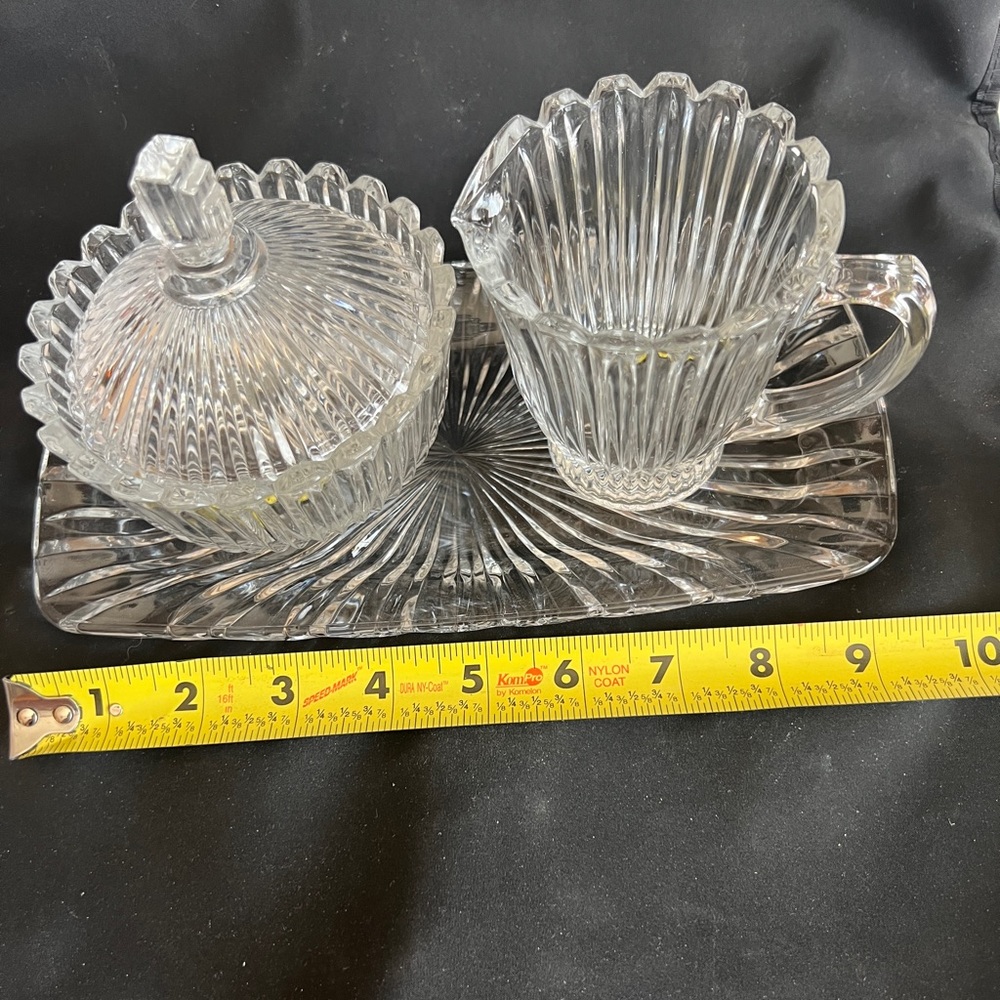 Mikasa Royal Suite Cut Crystal Covered Sugar Bowl ,Creamer , and Tray - Picture 7 of 7